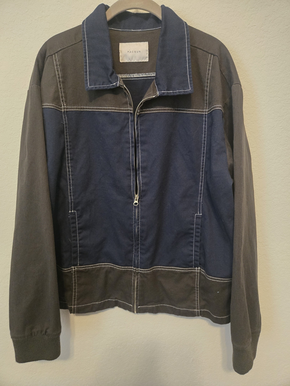 PacSun Men’s Navy and Charcoal Two-Tone Lightweight Zip Jacket